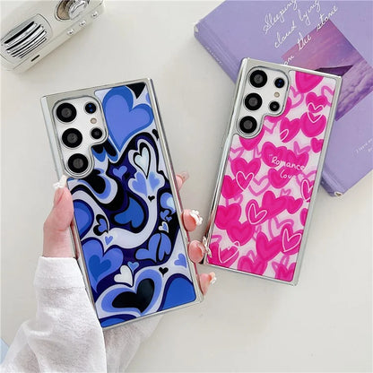For Samsung Galaxy S23 Ultra Case PC+TPU Electroplating Heart Pattern Phone Cover