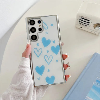 For Samsung Galaxy S23 Ultra Case PC+TPU Electroplating Heart Pattern Phone Cover