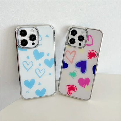For iPhone 15 Pro Max Cell Phone Cases Heart Pattern PC+TPU IMD Back Shell