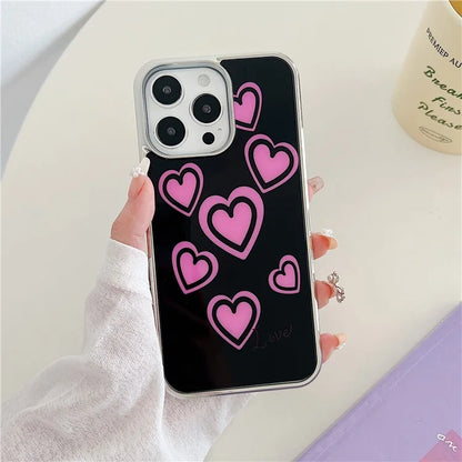 For iPhone 15 Pro Max Cell Phone Cases Heart Pattern PC+TPU IMD Back Shell