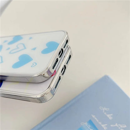 For iPhone 15 Pro Max Cell Phone Cases Heart Pattern PC+TPU IMD Back Shell