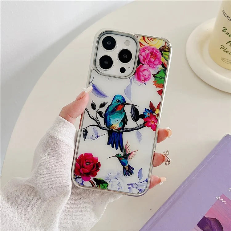 For iPhone 15 Pro Max Phone Case PC+TPU Pattern Anti-slip Cover