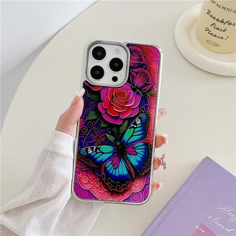 For iPhone 15 Pro Max Phone Case PC+TPU Pattern Anti-slip Cover