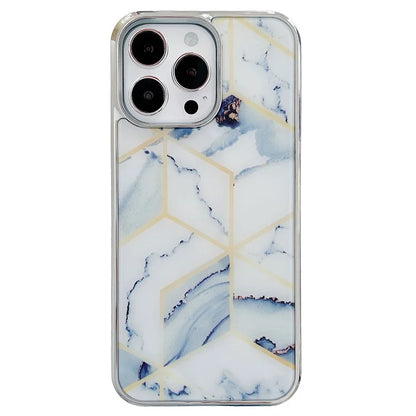 For iPhone 15 Pro Marble Case Shockproof PC+TPU Electroplating Phone Cover
