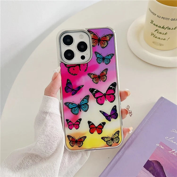 For iPhone 15 Pro Electroplated Phone Case Pattern Shockproof Cover