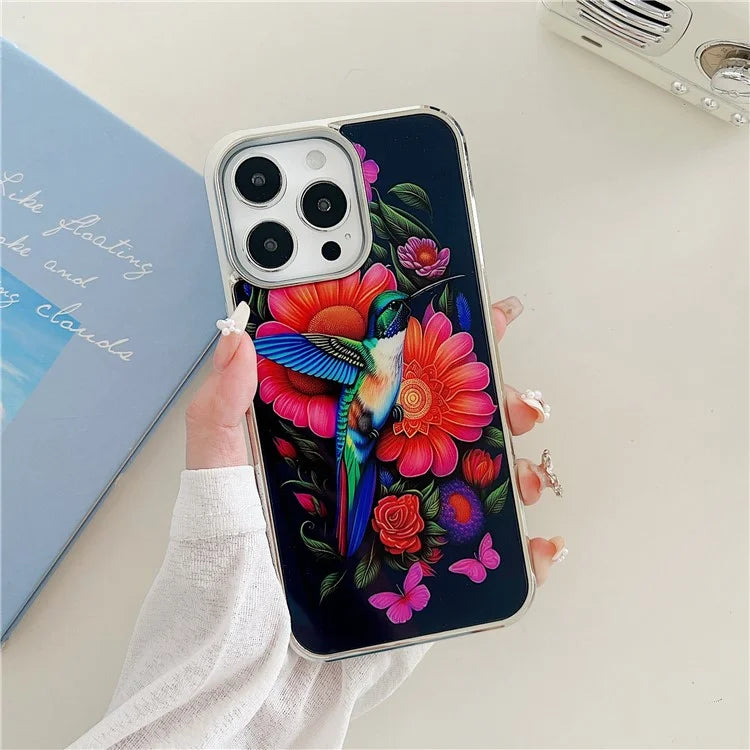 For iPhone 15 Pro Electroplated Phone Case Pattern Shockproof Cover