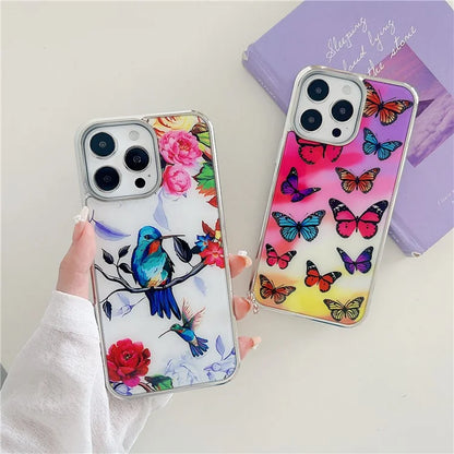 For iPhone 15 Pro Electroplated Phone Case Pattern Shockproof Cover