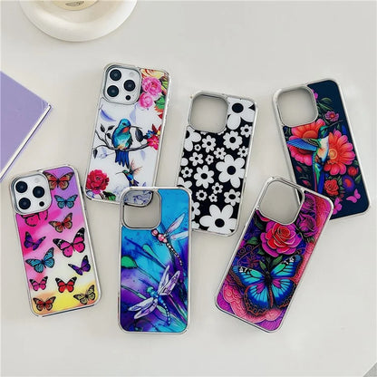 For iPhone 15 Pro Electroplated Phone Case Pattern Shockproof Cover