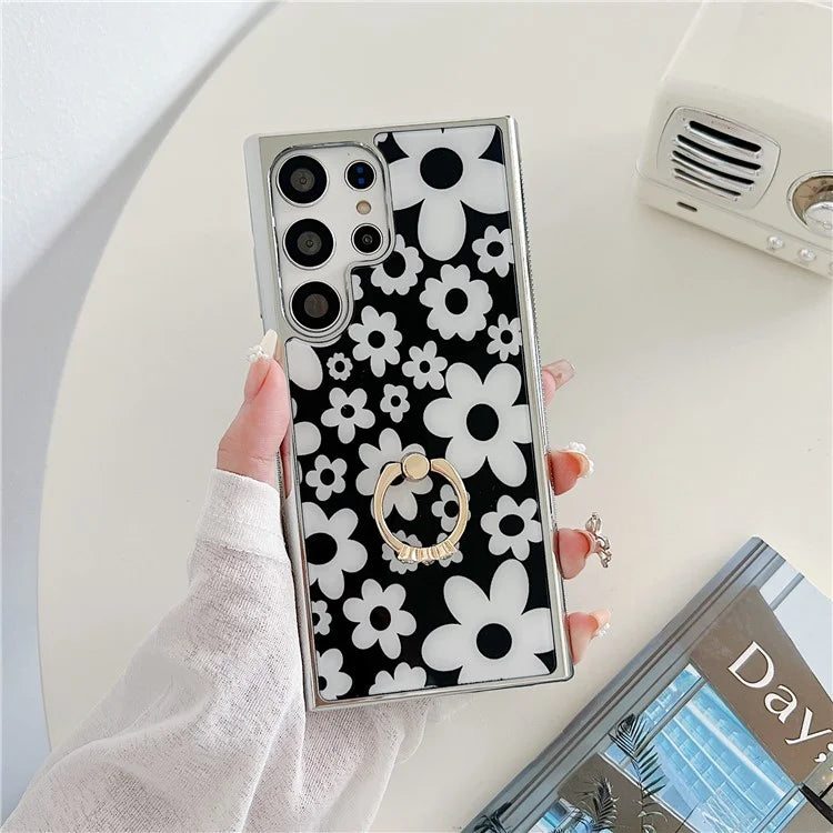 For Samsung Galaxy S23 Ultra Kickstand Case Pattern Printing Anti-slip Protective Phone Cover