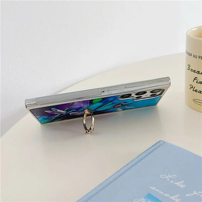 For Samsung Galaxy S23 Ultra Kickstand Case Pattern Printing Anti-slip Protective Phone Cover
