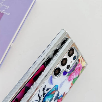 For Samsung Galaxy S23 Ultra Kickstand Case Pattern Printing Anti-slip Protective Phone Cover