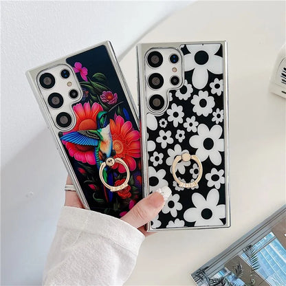 For Samsung Galaxy S23 Ultra Kickstand Case Pattern Printing Anti-slip Protective Phone Cover