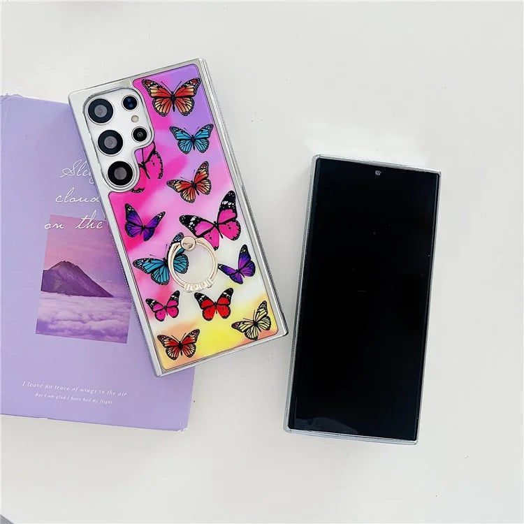 For Samsung Galaxy S23 Ultra Kickstand Case Pattern Printing Anti-slip Protective Phone Cover