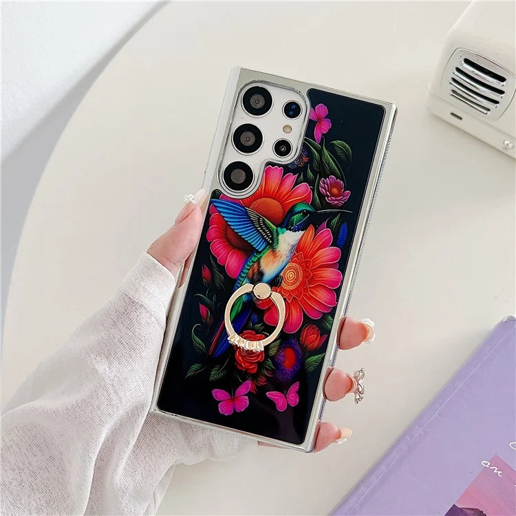For Samsung Galaxy S23 Ultra Kickstand Case Pattern Printing Anti-slip Protective Phone Cover