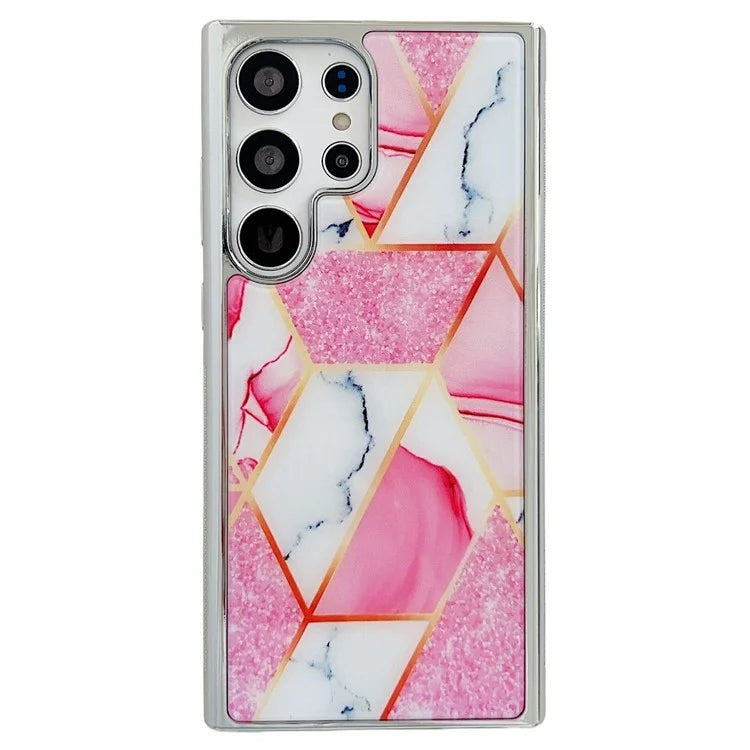 For Samsung Galaxy S23 Ultra Marble Case PC+TPU Double-Layer Shockproof Phone Cover