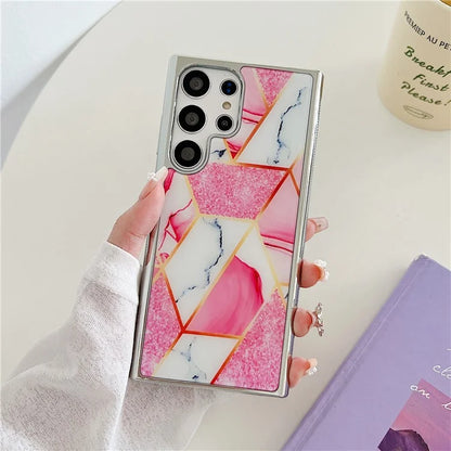 For Samsung Galaxy S23 Ultra Marble Case PC+TPU Double-Layer Shockproof Phone Cover