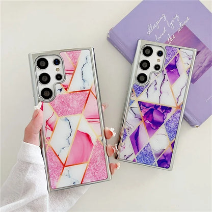 For Samsung Galaxy S23 Ultra Marble Case PC+TPU Double-Layer Shockproof Phone Cover