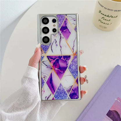 For Samsung Galaxy S23 Ultra Marble Case PC+TPU Double-Layer Shockproof Phone Cover