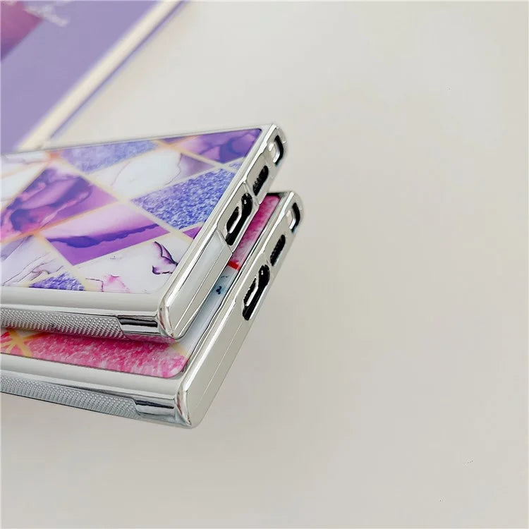 For Samsung Galaxy S23 Ultra Marble Case PC+TPU Double-Layer Shockproof Phone Cover