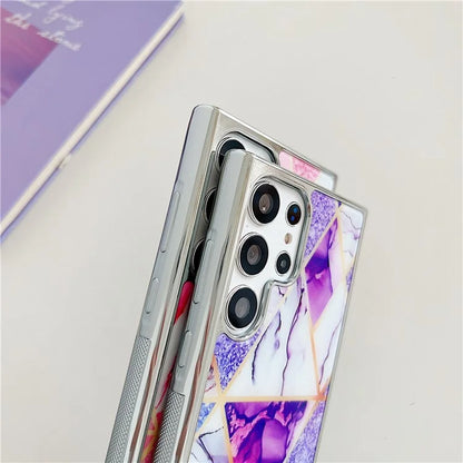 For Samsung Galaxy S23 Ultra Marble Case PC+TPU Double-Layer Shockproof Phone Cover
