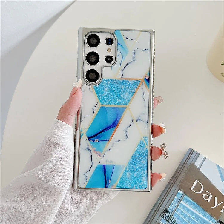 For Samsung Galaxy S23 Ultra Marble Case PC+TPU Double-Layer Shockproof Phone Cover