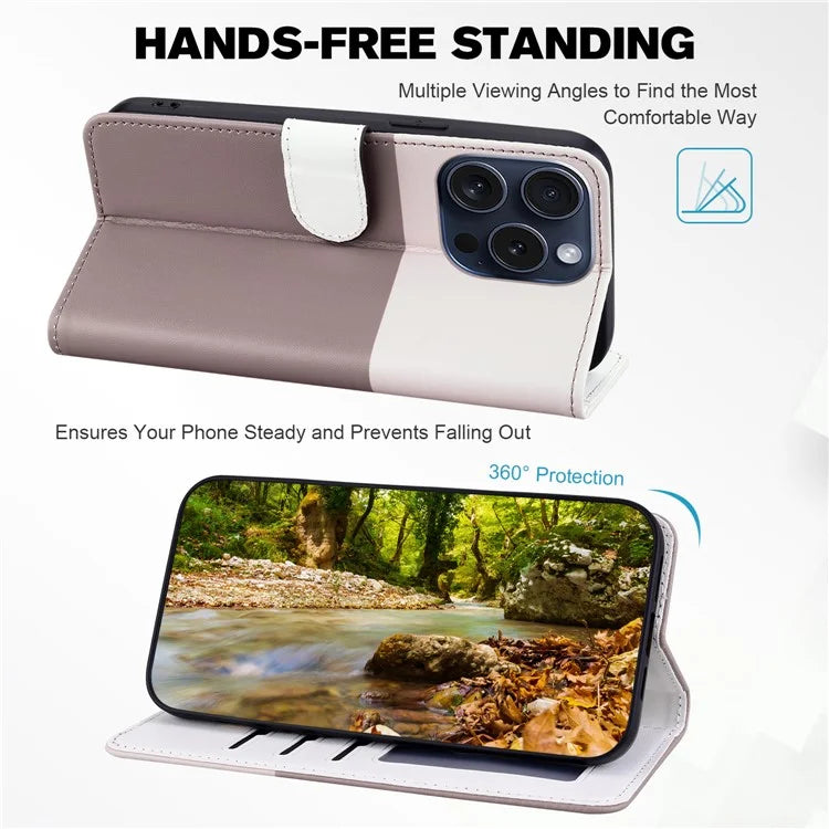 Cartoon Pet Series for iPhone 15 Pro Max Case Wallet Splicing Leather Phone Cover