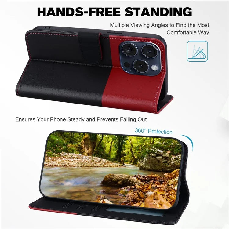 Cartoon Pet Series for iPhone 15 Pro Max Case Wallet Splicing Leather Phone Cover
