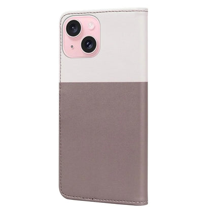 Cartoon Pet Series for iPhone 15 Leather Case Animal Pattern Color Splicing Wallet Cover