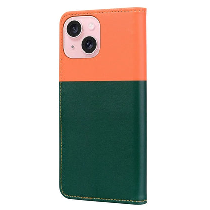 Cartoon Pet Series for iPhone 15 Plus Case Color Splicing Leather Wallet Cover