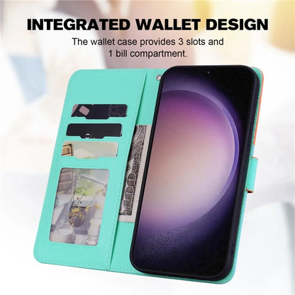 Cartoon Pet Series for Samsung Galaxy S24 Leather Case Stand Wallet Splicing Phone Cover