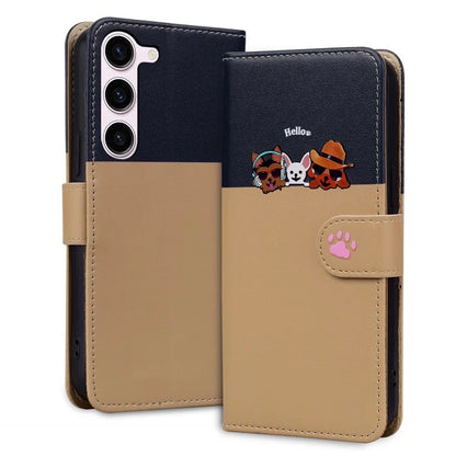 Cartoon Pet Series for Samsung Galaxy S24 Leather Case Stand Wallet Splicing Phone Cover