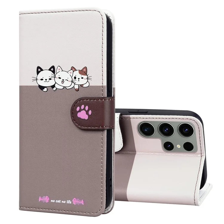 Cartoon Pet Series for Samsung Galaxy S24 Ultra Wallet Case Splicing Phone Cover