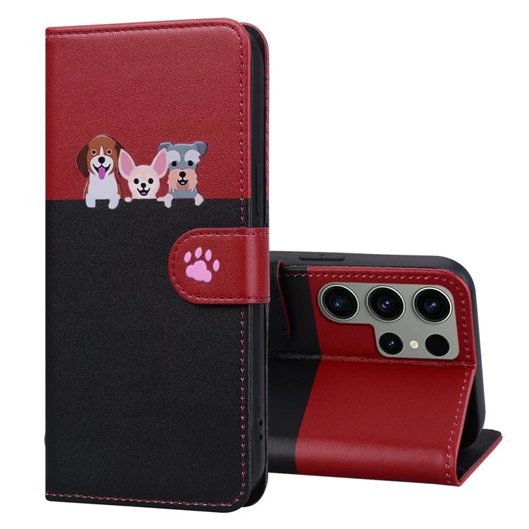 Cartoon Pet Series for Samsung Galaxy S24 Ultra Wallet Case Splicing Phone Cover