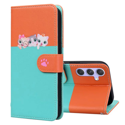 Cartoon Pet Series for Samsung Galaxy A54 5G Case Animal Pattern Phone Leather Cover