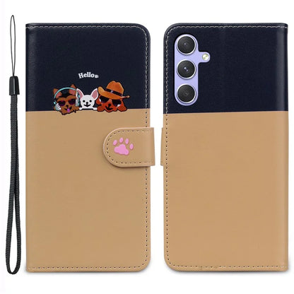 Cartoon Pet Series for Samsung Galaxy A54 5G Case Animal Pattern Phone Leather Cover
