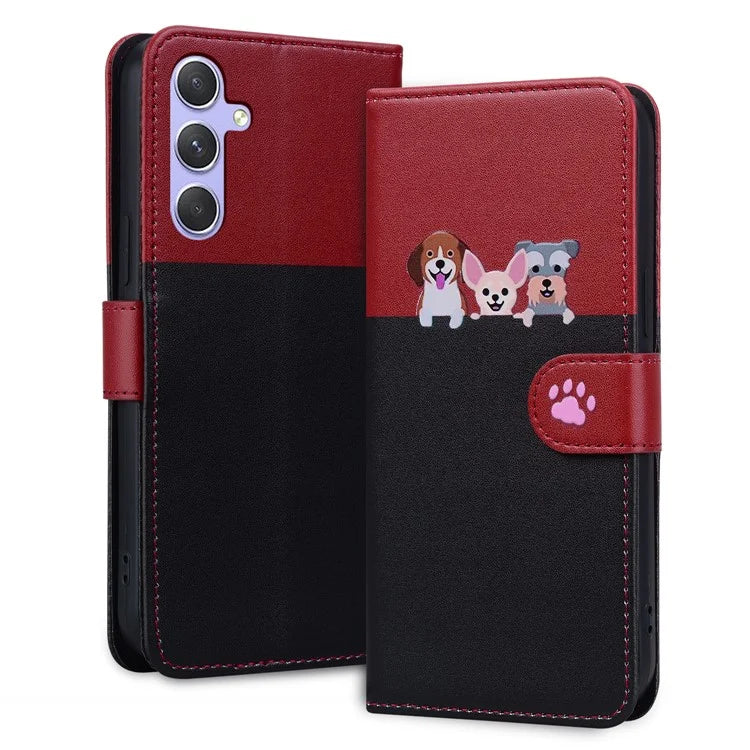 Cartoon Pet Series for Samsung Galaxy A54 5G Case Animal Pattern Phone Leather Cover