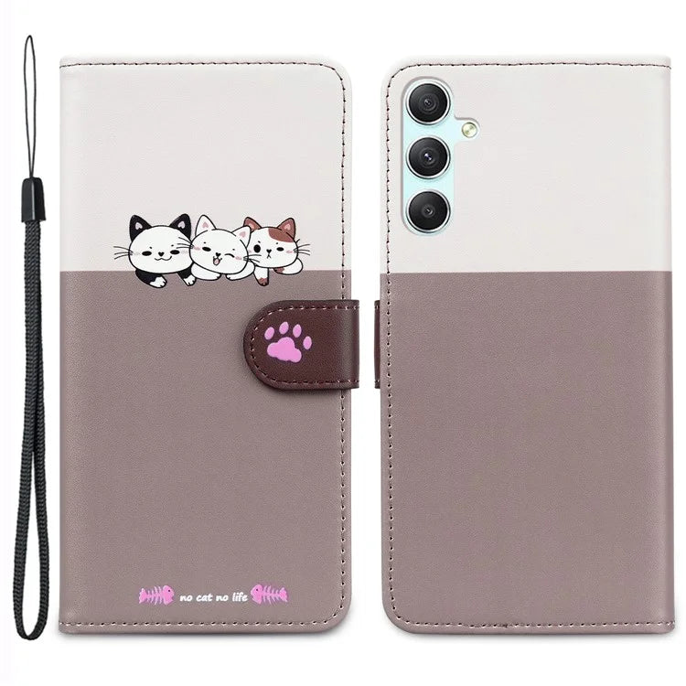 Cartoon Pet Series for Samsung Galaxy A34 5G Case Color Splicing Stand Wallet Phone Cover