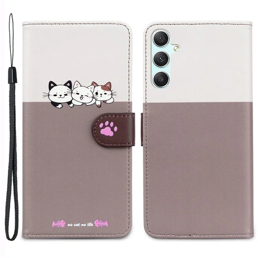 Cartoon Pet Series for Samsung Galaxy A34 5G Case Color Splicing Stand Wallet Phone Cover