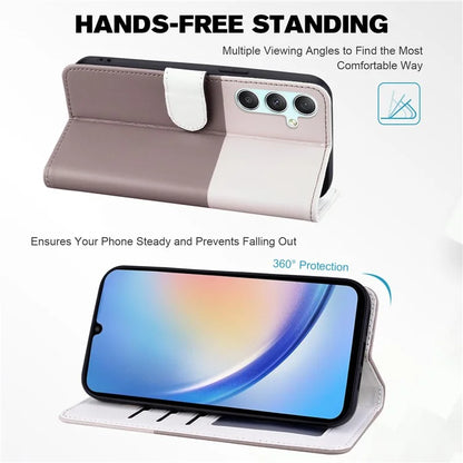 Cartoon Pet Series for Samsung Galaxy A34 5G Case Color Splicing Stand Wallet Phone Cover