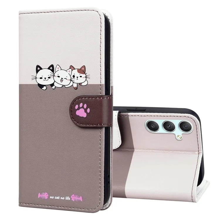 Cartoon Pet Series for Samsung Galaxy A34 5G Case Color Splicing Stand Wallet Phone Cover