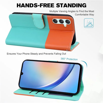 Cartoon Pet Series for Samsung Galaxy A34 5G Case Color Splicing Stand Wallet Phone Cover