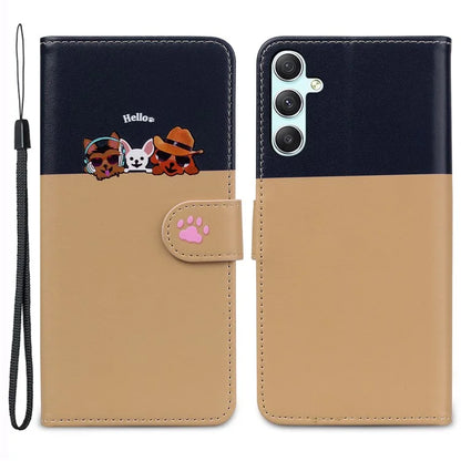 Cartoon Pet Series for Samsung Galaxy A34 5G Case Color Splicing Stand Wallet Phone Cover
