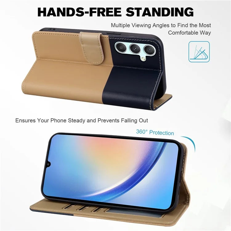 Cartoon Pet Series for Samsung Galaxy A34 5G Case Color Splicing Stand Wallet Phone Cover