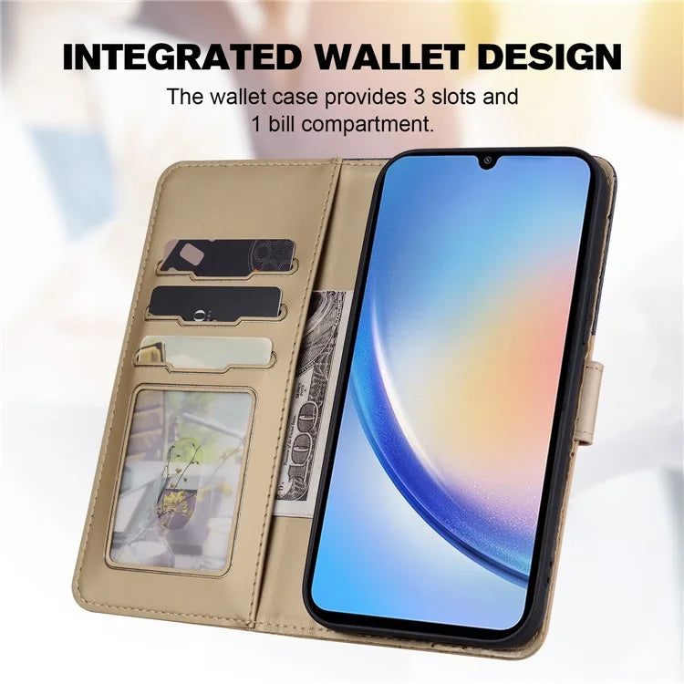 Cartoon Pet Series for Samsung Galaxy A34 5G Case Color Splicing Stand Wallet Phone Cover