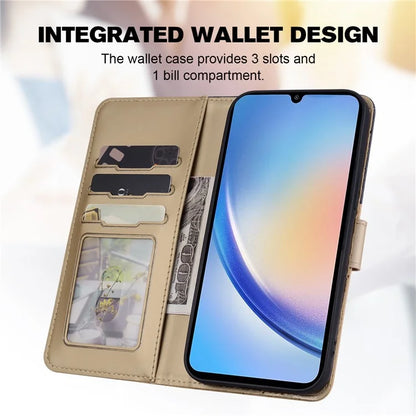 Cartoon Pet Series for Samsung Galaxy A34 5G Case Color Splicing Stand Wallet Phone Cover