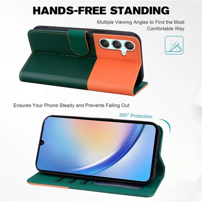 Cartoon Pet Series for Samsung Galaxy A34 5G Case Color Splicing Stand Wallet Phone Cover