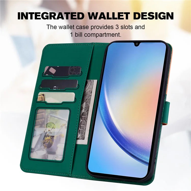 Cartoon Pet Series for Samsung Galaxy A34 5G Case Color Splicing Stand Wallet Phone Cover