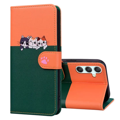 Cartoon Pet Series for Samsung Galaxy A34 5G Case Color Splicing Stand Wallet Phone Cover