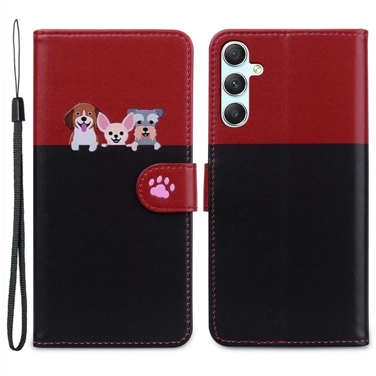 Cartoon Pet Series for Samsung Galaxy A34 5G Case Color Splicing Stand Wallet Phone Cover