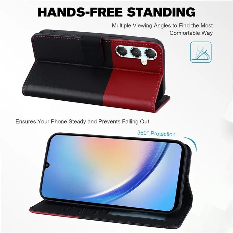 Cartoon Pet Series for Samsung Galaxy A34 5G Case Color Splicing Stand Wallet Phone Cover